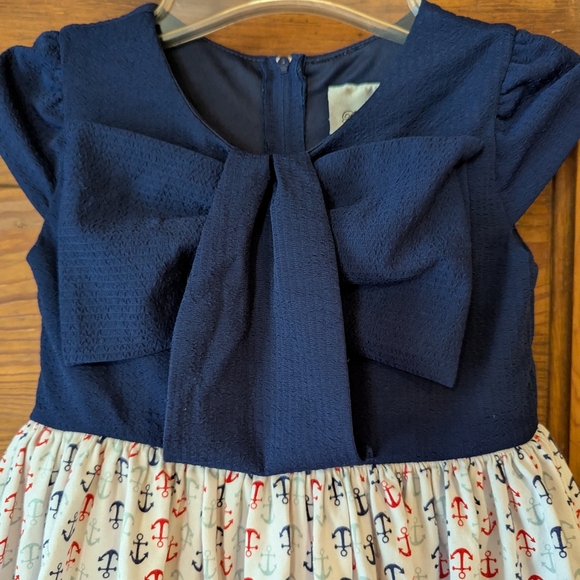 Rare Editions Blue Ruched Tiered Sundress with Sailor Collar - Picture 3 of 8